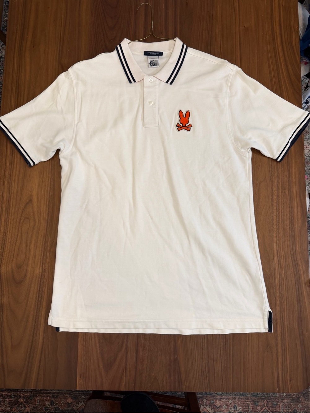 Psycho Bunny White Polo with Orange Logo and Navy Trim 8 XXL